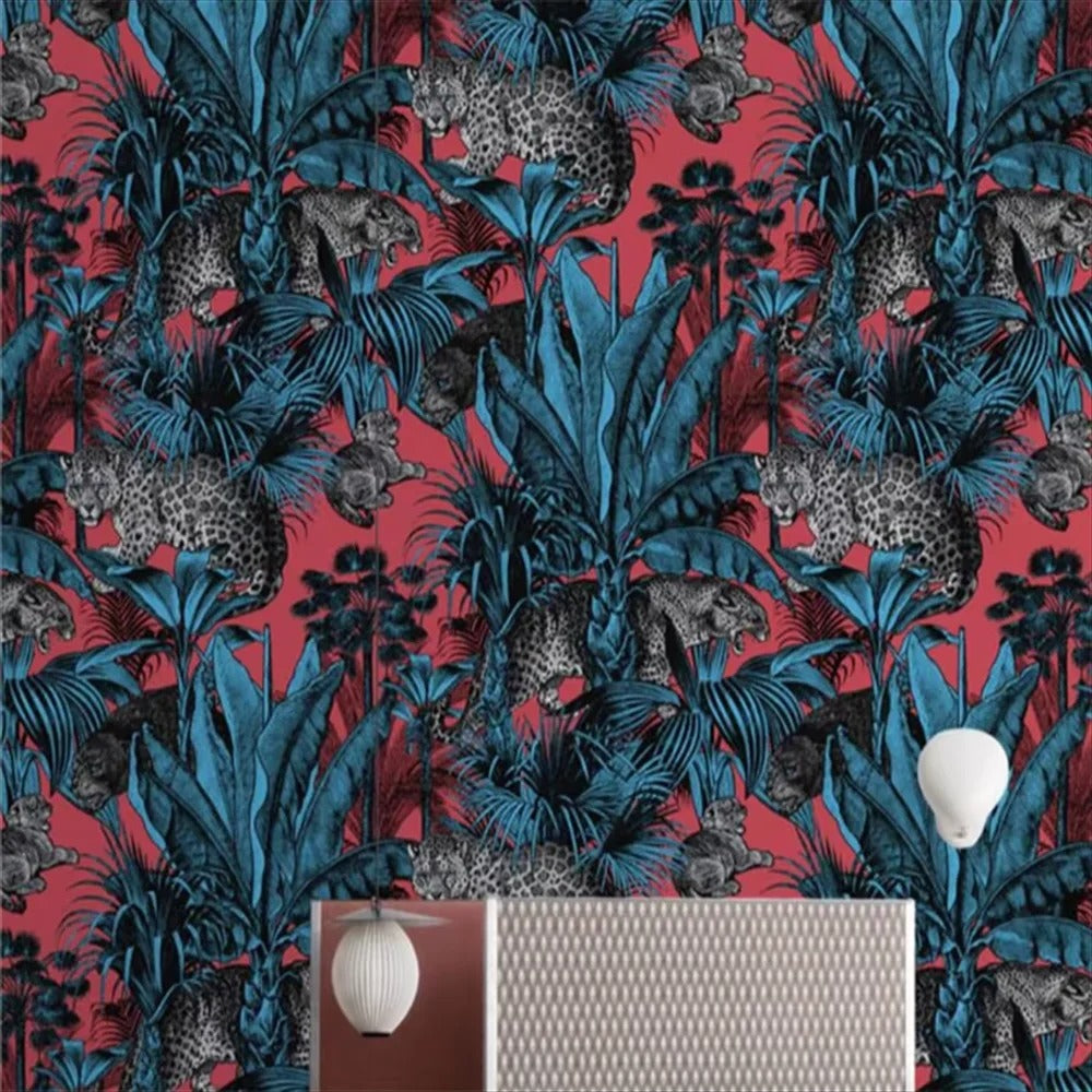 Retro Red Leopard 3D Wallpaper – Bold & Stylish.
