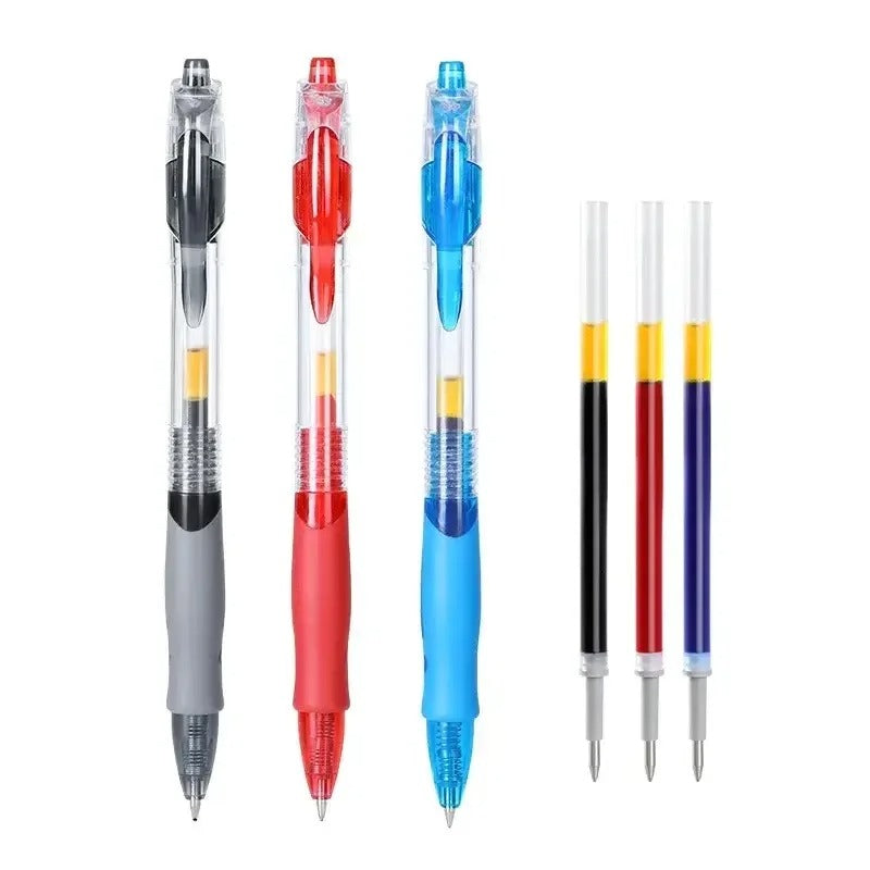 13/30pcs Retractable Gel Pens with Refills – Black, Red & Blue Ink