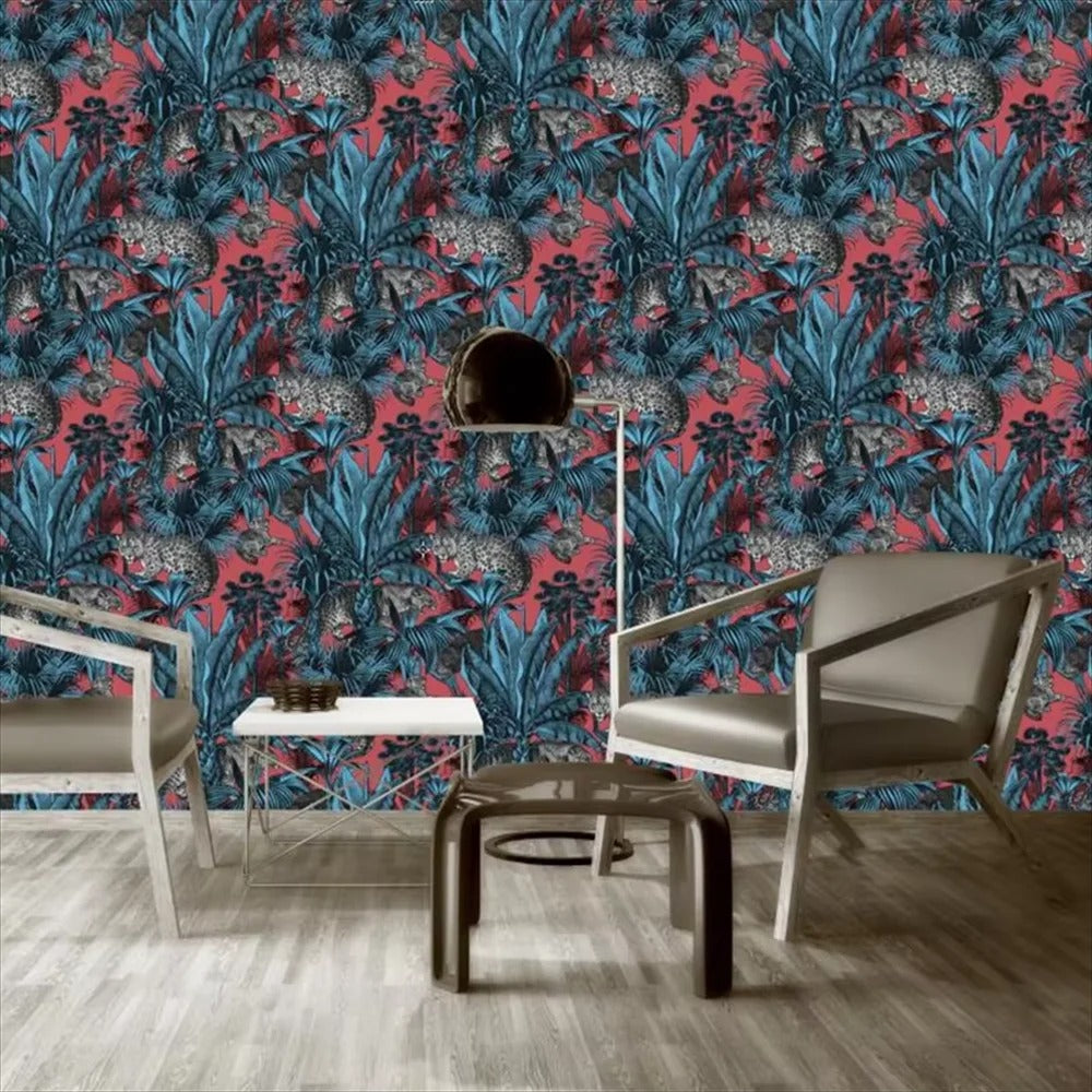 Retro Red Leopard 3D Wallpaper – Bold & Stylish.