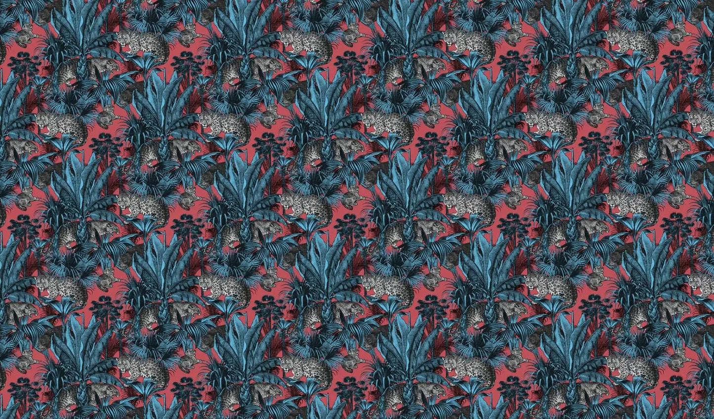 Retro Red Leopard 3D Wallpaper – Bold & Stylish.