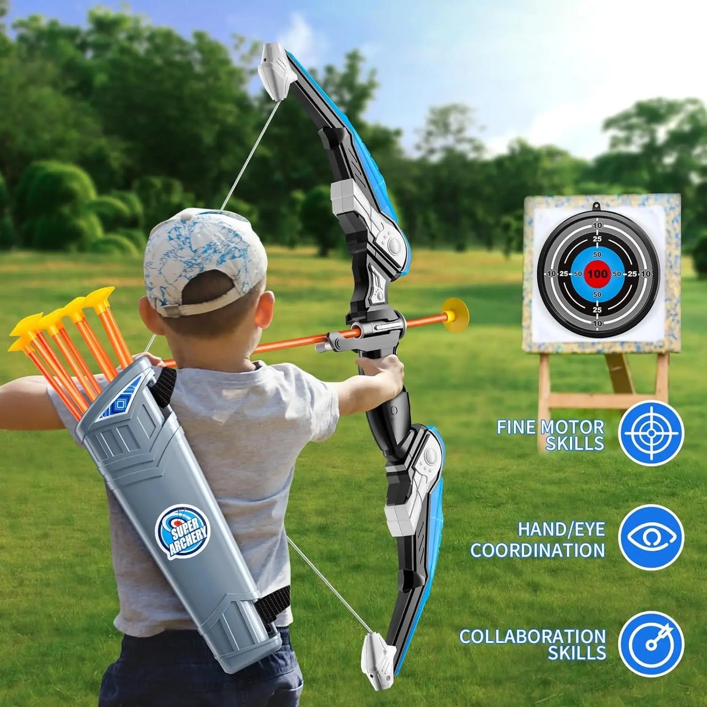 Kids LED Light-Up Bow & Arrow Set with Target