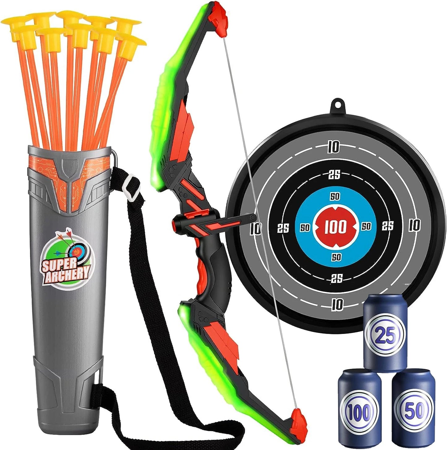 Kids LED Light-Up Bow & Arrow Set with Target